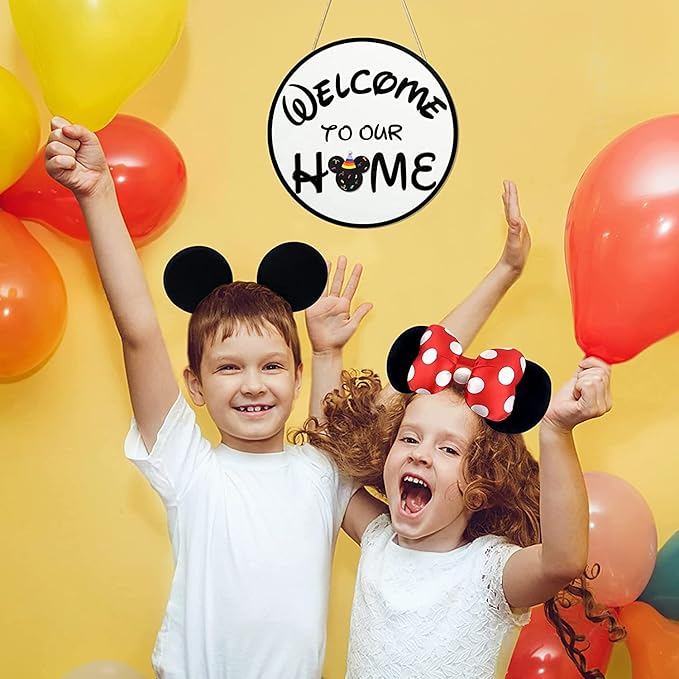 SUPYFD 19Pcs Cute Mouse Interchangeable Seasonal Welcome Door Sign for Front Door Decor, Welcome to Our Home Sign with Interchangeable Holiday Pieces for Farmhouse/Wall/Porch Decor and Housewarming