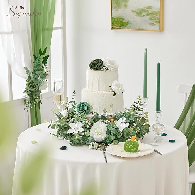 Serwalin 50 Pcs Mixed Artificial Eucalyptus Stems,Babys Breath Artificial Flowers Bulk with Faux Eucalyptus Leaves Greenery Stems for Wedding DIY Bouquets Floral Arrangement Home Decor