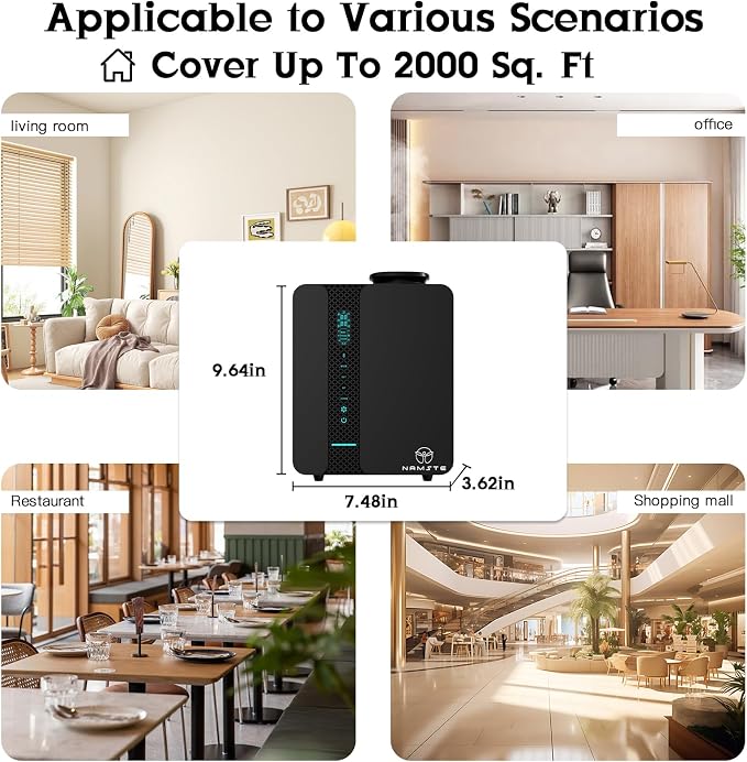 Waterless Diffuser Smart APP Control 2000 Sq.Ft Oil Level Monitoring | Diffusers for Home Smart LCD Touch, 200ML Essential Oil Diffuser for Large Room, Hotel, Office, Luxurious Metal