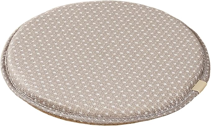 Round Seat Cushion with Ties Breathable Bar Stool Cushion Cover Tatami Cushion Pillow Kitchen, Home, Office Chair Cushion Cover (Grey-dot, 16 inch)