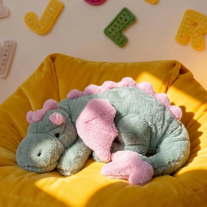 ARELUX Large 50in 3Lb Cute Dragon Stuffed Animals Plush Toy Soft Matcha Green Pterosaur Plushie Giant Fuzzy Dinosaur Pillow Plushies with Pink Wings Cuddly for Friends Family Member