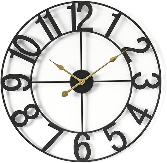 Sorbus Large Wall Clock for Living Room Decor - Wall Clock for Kitchen - 16 inch Big Wall Clock Decorative - Metal Wall Art - Analog Large Clock for Bedroom, Home, Kitchen, Office, Wall Decor (Black)