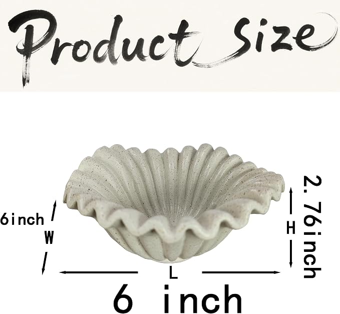Small Decorative Bowl decor, Scalloped Pedestal Bowls for Modern Home Decor,Ruffle Decor,Stylish Key Bowl for Entry Table,Decorative Fruit Bowl for Kitchen Counter,Light Gray