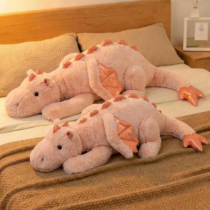 ARELUX Giant 50in 3Lb Big Pink Dragon Large Stuffed Animals Cute Plush Toy Fuzzy Jumbo Dinosaur Pillow Plushies with Wings Cuddly Soft Pterosaur Plushie for Friends Family Member