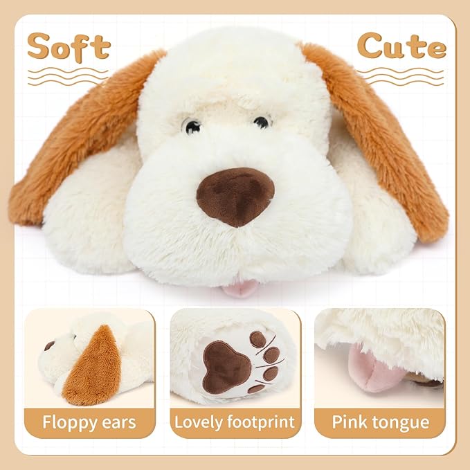 MorisMos Giant Dog Stuffed Animals, 51inch Large Stuffed Dog Plush Soft Big Puppy Pillow Gifts Kids, Girls, Boys, White