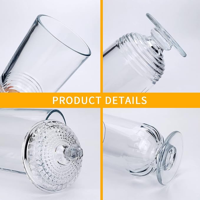 24fl oz Glass Candy Jars with Lids,3 Pack Apothecary Jars,Storage Jar for Candy, Cookies, Snacks, Kitchen Pantry, Clear Glass Jar for Countertop Display & Party Favors，700ml