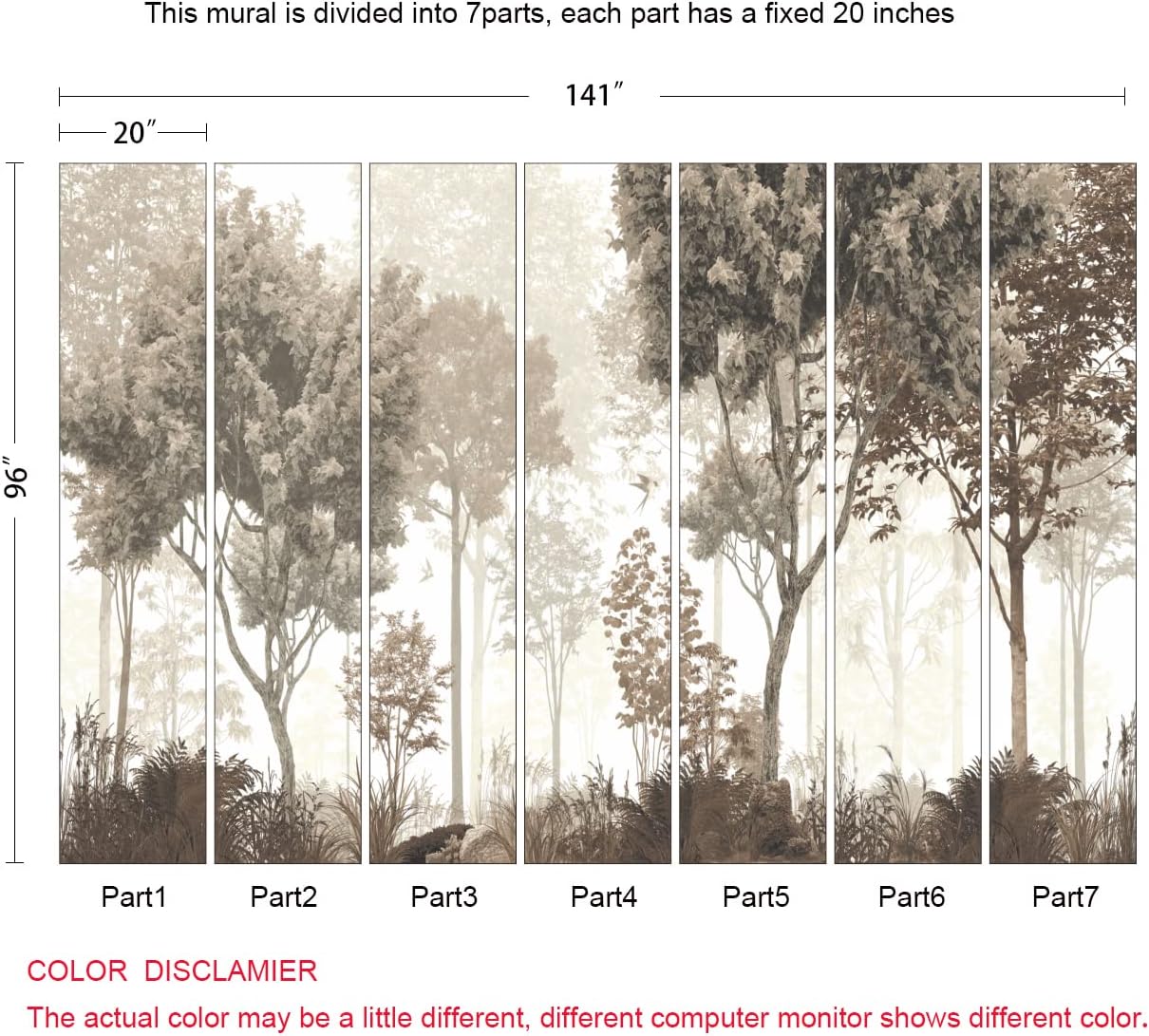 Vintage Forest Wallpaper Nature Wall Mural Wallpaper for Bedroom Living Room (Not Peel n' Stick)