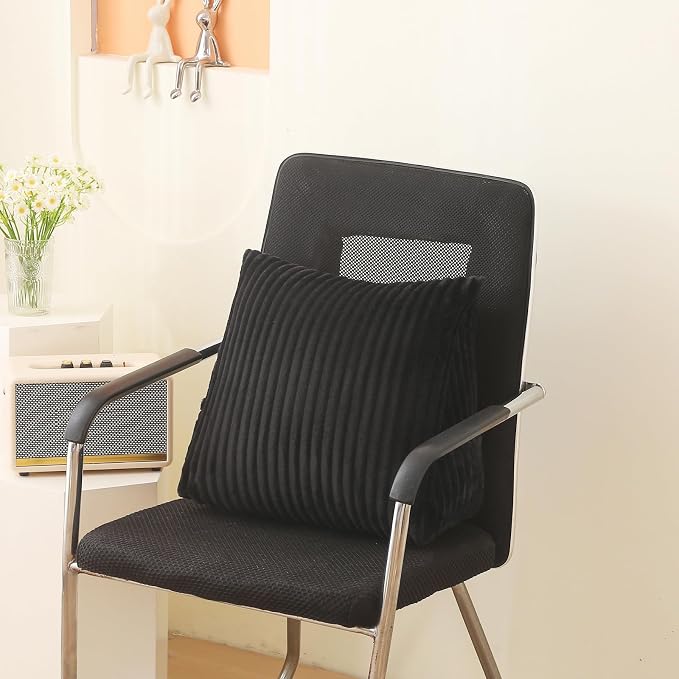 Corduroy Wedge Reading Pillow for Bed, 3 Sizes, 4 Colors for Bed, Sofa, Office Chair (Black, Small 16 * 14 * 7in)