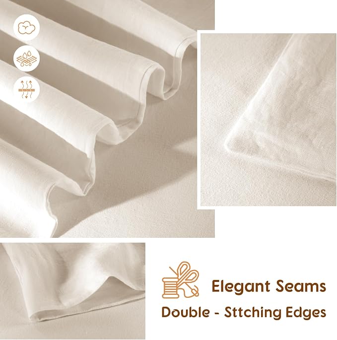 LBRO2M 100% France Linen Pillowcase Set of 2 Square Natural Flax Pillow Covers for Throw Pillows Envelope Closur, Durable Soft Cozy All Season (26"X26" Linen)