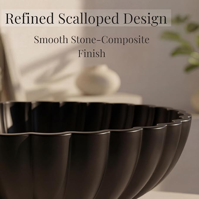 Large 12 Inch Fruit Bowl Handcrafted | Decorative Ceramic Bowl | Decorative Bowl for Keys & Entryway Decor | Modern Home Decor Centerpiece | Charcoal Black