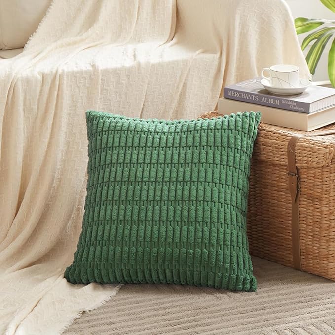 Fancy Homi 4 Packs Decorative Throw Pillow Covers for Living Room Couch Bed, Modern Farmhouse Boho Home Décor Accent Cushion Case, 18" x 18" (Pack of 4), Green