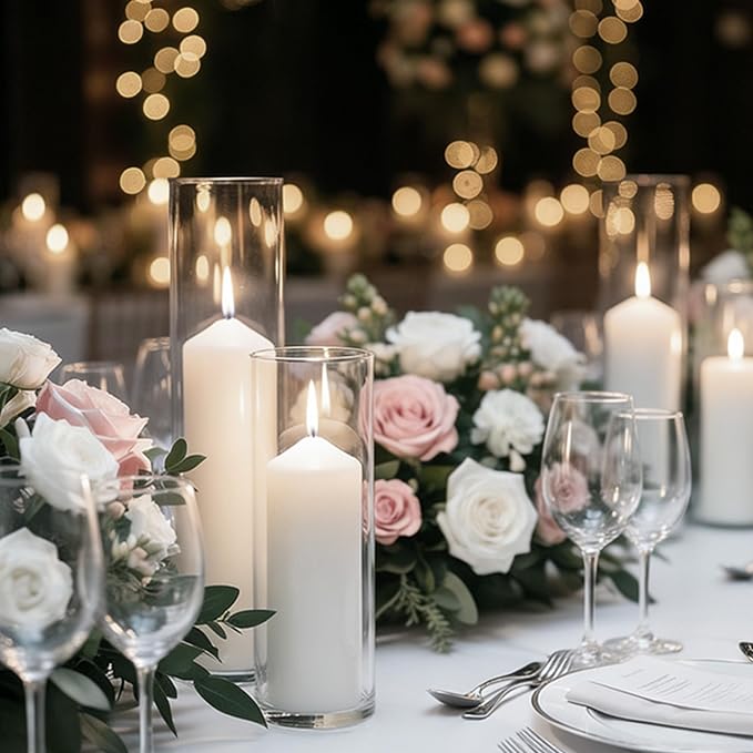 72 Pcs White Pillar Candles Bulk Set | Unscented Dripless Smokeless Wax Candles | 3 Assorted Sizes: 2x3, 2x4, 2x6 for Weddings, Hurricane Vases, and Centerpieces