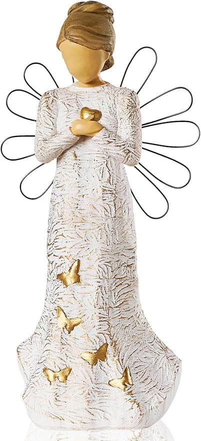 NAN ZAI NAN FANG Sympathy Angel Figurines for Loss of Loved Ones Angel Statues Home Decor Serenity Prayer Gifts for Women Resin Sculpted Hand-Painted Figure Bereavement Gift Praying Hands Statue