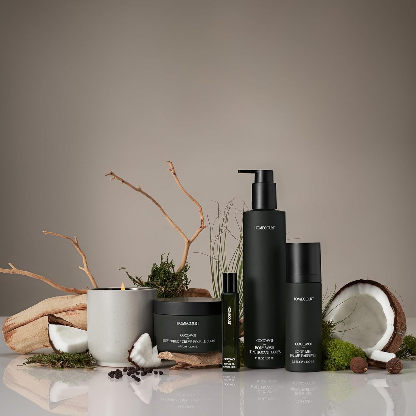 Homecourt Luxury Scented Candle, 60-Hour Burn Time, Soy Wax Blend & Organic Cotton Wick, Kiln-Fired Reusable Ceramic Vessel, Cocomoi, 8 oz