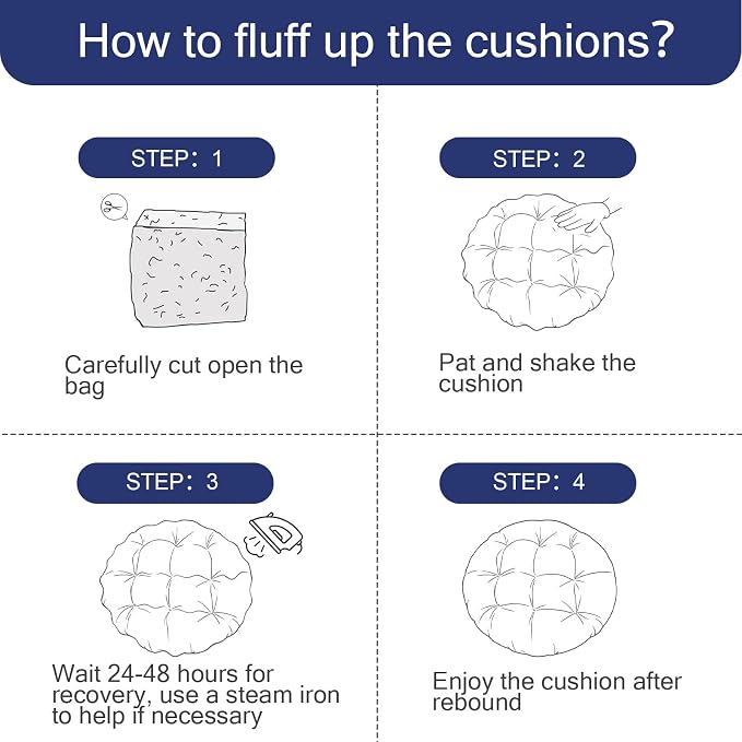 idee-home Papasan Chair Cushion, Circle Papasan Chair Cushion(Cushion Only) | Papasan Cushion with Thick Corduroy Cover, 48 x 48 Inch Cushion for Egg Chair, Navy