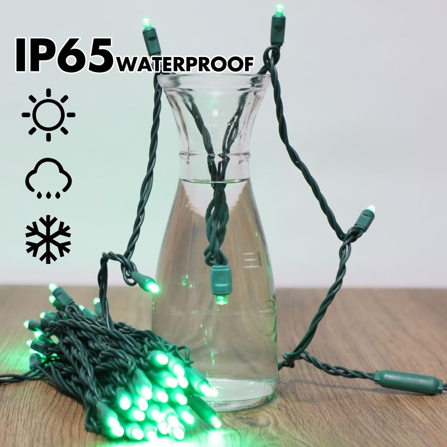 50LED String Lights,LED Christmas Lights,6" SPACING,Green Wire,Green Colour,Commercial Grade