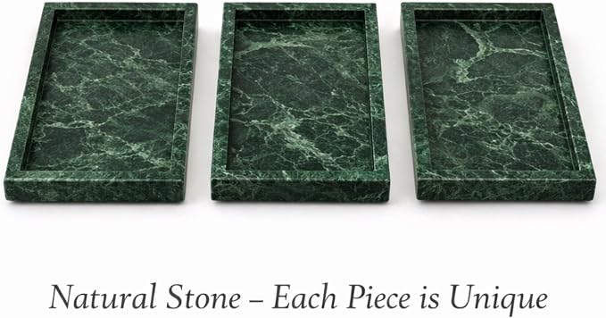 Natural Green Marble Tray, 10" x 6", Rectangular | Stone Organizer, For Bathroom, Kitchen, Vanity, Desktop, For Coffee Table, Dresser, Nightstand