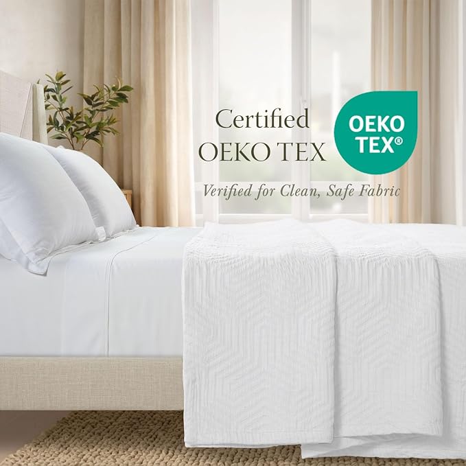 Threadmill Luxury Cotton Blankets for Twin Size Bed | All-Season 100% Cotton Twin Blanket for Bed | Aster Jacquard Lightweight, Soft & Cozy Coverlet, 350GSM, 68x90 inches | White