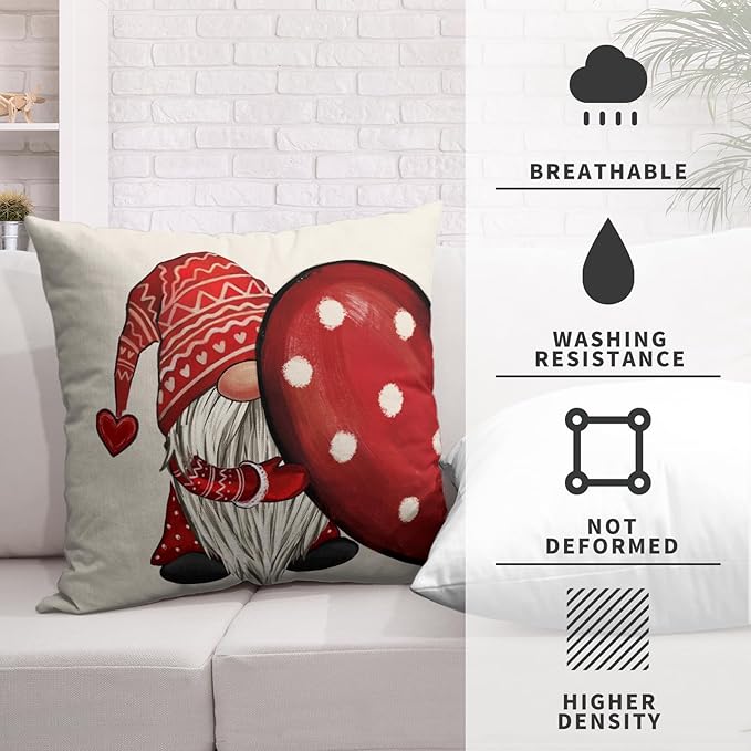 Set of 2 Valentine's Day Pillow Covers 22x22 Polka Dots Red Love Heart Decorative Pillow Cases Valentine Gnomes Couch Pillow Covers Valentines Day Decorations for Sofa Bed Home