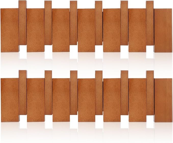 Youyole 2 Pcs 6 Hook Wooden Coat Hooks Mid Century Modern Wall Mounted Folding Coat Rack Hanger with Hooks Heavy Duty Flip Down Piano Hat Rack for Hanging Coats Hats Home