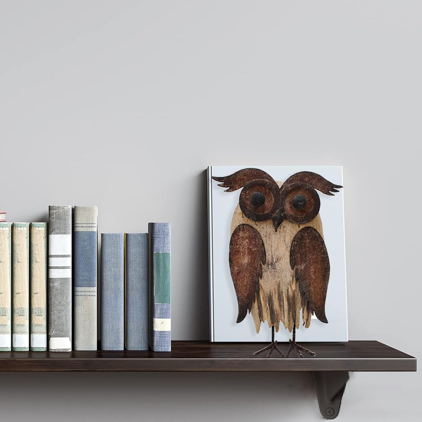 E-View Rustic Owl Figurine - Wood & Iron - Collectible - Home Decor - Brown