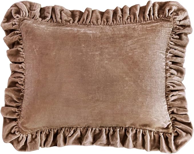 HiEnd Accents Stella Faux Silk Velvet Oblong Pillow, 16x21 inch, Dusty Rose, Romantic Western Modern Traditional Style Luxury Bedding, Decorative Throw Pillow