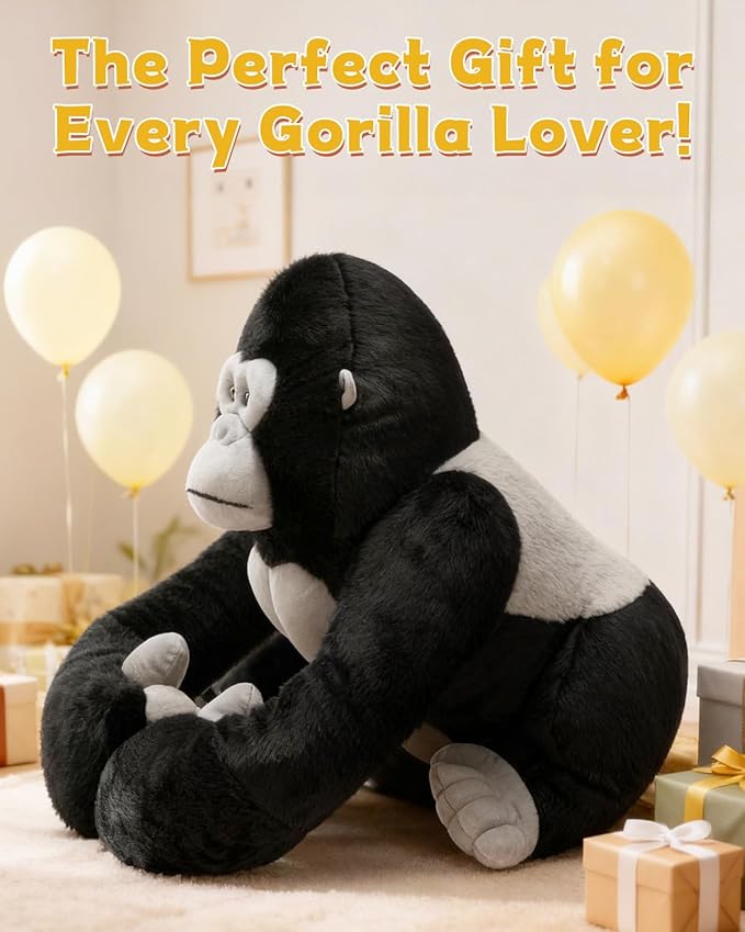 MaoGoLan Big Gorilla Stuffed Animal,23.6" Giant Gorilla Plush Toy,Soft and Cuddly Companion Plushie Gift for Gorilla Lover,Theme-Party Favor,Kids