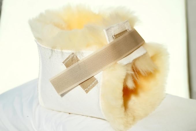 Sheepskin Ranch Sofsheep Medical Sheepskin Heel Protector, Pressure Relief for Bed Sores, Ulcers, Sensitive Skin, Hospital Grade, Chrome Free, Washable, Hypoallergenic, Adjustable, Real Wool, Pair