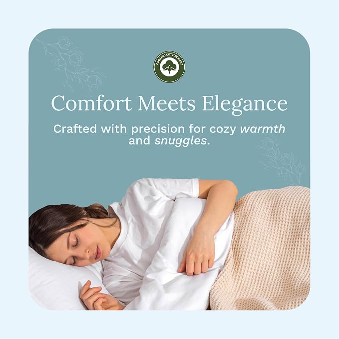 Organic Cotton Waffle Weave Blanket - Premium Quality Waffle Knit Bed Blanket - Soft Cotton Bed Blanket Queen - 100% Organic Cotton Luxurious Best Waffle Blankets - 92"x92" (Ivory - Queen)