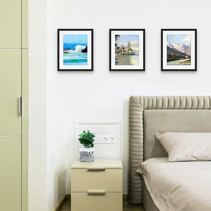 Picrit 10x12 Picture Frame Set of 12, Display 8x10 with Mat or 10x12 without Mat, Photo Frames for Wall Mounting or Table Top Display, Black