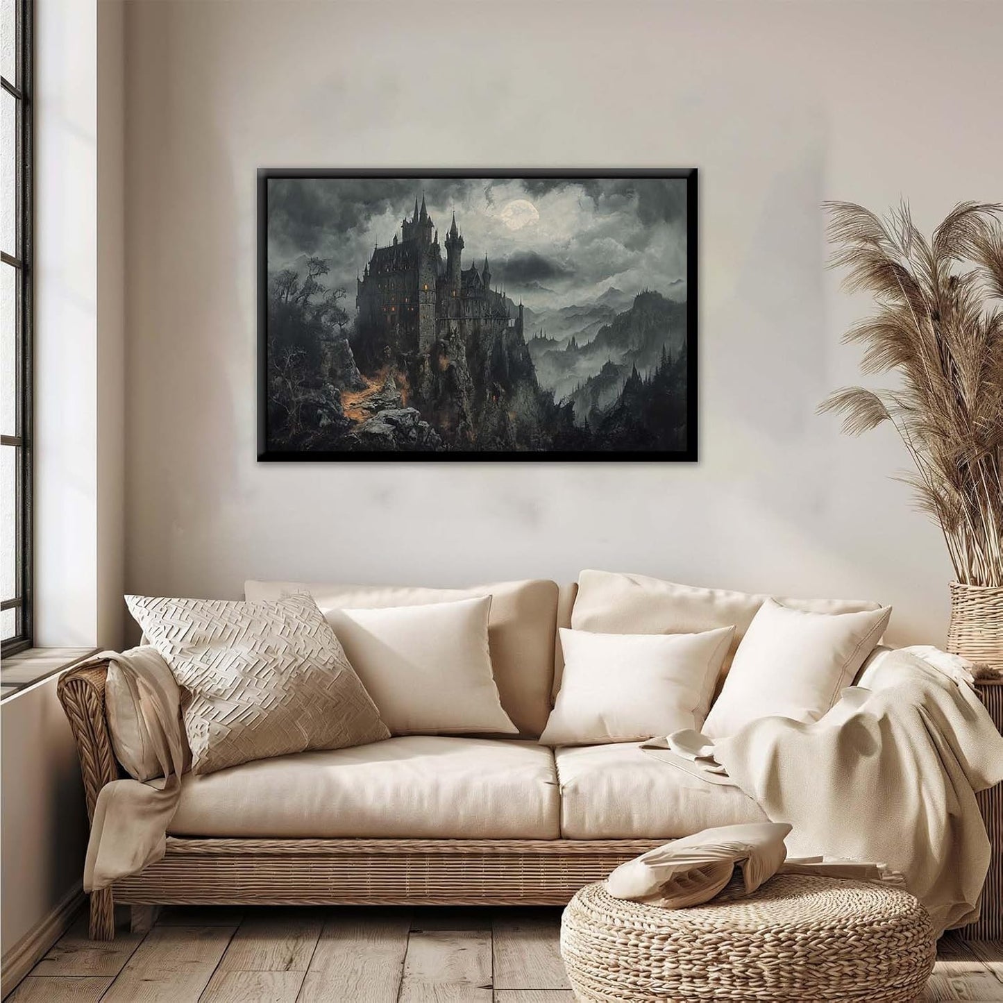 JFHCQJPK Vintage Castle Poster Dark Academy Victorian Gothic Castle Wall Art Poster Moody Mystical Art Print Suitable for Home Living Room Bedroom16x24in Metal blackFramed