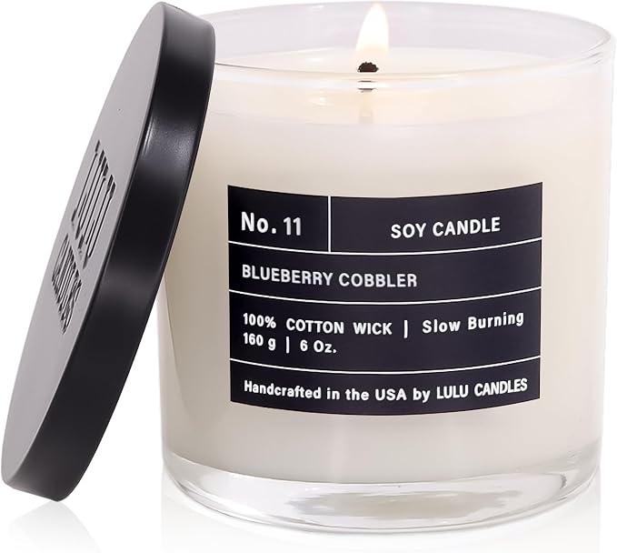 Lulu Candles | Blueberry Cobbler | Luxury Scented Soy Jar Candle | Hand Poured in The USA | Highly Scented & Long Lasting (6 Oz.)