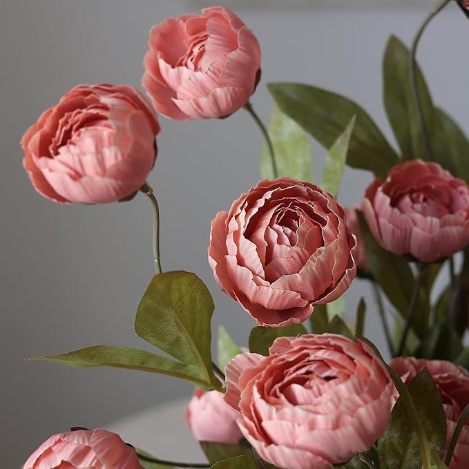 VIERENA 6 Pcs Faux Silk Peony Artificial Flowers for Vase -27", Bulk Fake Peonies Branches with Stems for DIY Bouquet Centerpieces Wedding Fillers Arrangements Shower Decorations (Dusty Pink)