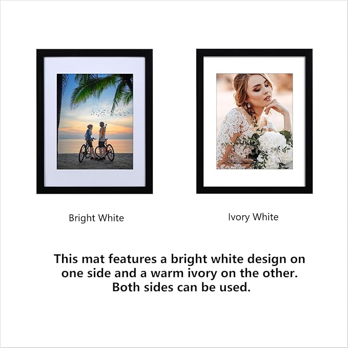 CORE ART 11x14 Picture Frame, Black Picture Frames 8x10 with Mat or 11 x 14 without Mat for Wall or Tabletop Display, Photo Frame Set of 4
