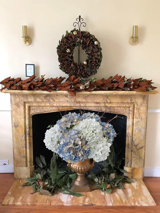 ZYTUYO 5 Pcs Dusty Blue Silk Hydrangeas Artificial Flower Boho Dried Touch 20'' Faux Hydrangeas for Indoor Home Decor Kitchen Living Room Outdoor Porch Wedding Flower Arrangement
