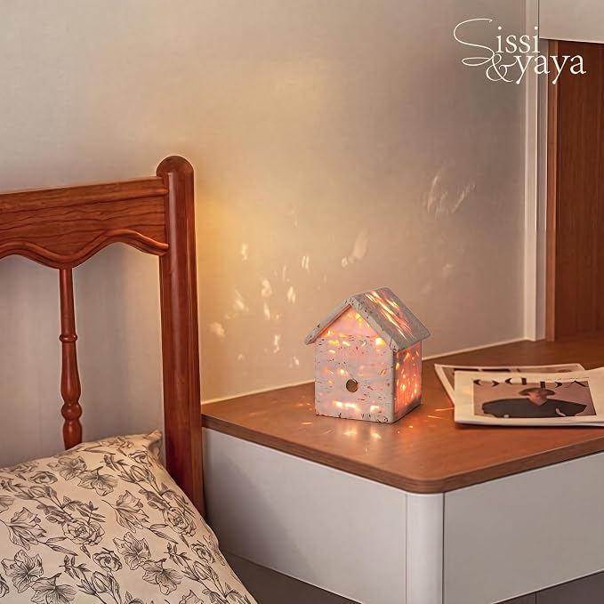 Sissi & yaya Marble Mood Light, Three Color Dimmable LED Accent Light, Natural Quality Travertine, Nightstand and Home Decor, Holiday Gift, Special Occasion. (Small Warm Room - Large)