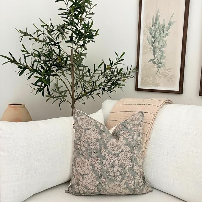 Linen Throw Pillow Covers 20x20 inch Gray Decorative Pillow Covers for Living Room, Bedroom