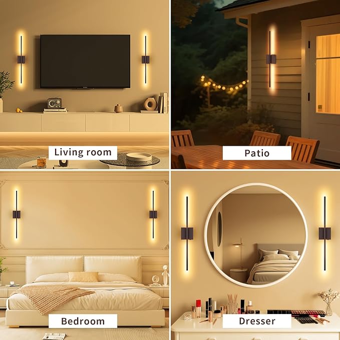 Battery Operated Wall Sconce with Remote Control, Rechargeable & Dimmable Wireless, Easy Install Peel and Stick, Timer Function, Linear Wall Lights for Living Room, Bedroom, Hallway 28.3 inch (Orb)