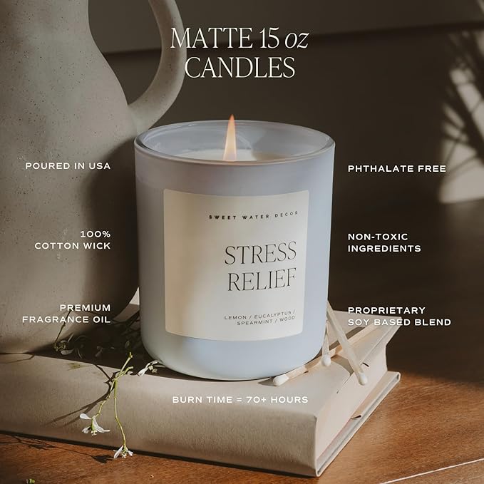 Sweet Water Decor Forever & Always Candle, 15oz Blue Matte Jar, Cashmere, Sandalwood, Jasmine, and Vanilla Scented, Non-Toxic Soy Wax, Wedding and Engagement Gift for Bride, Bridal Shower, Newlyweds