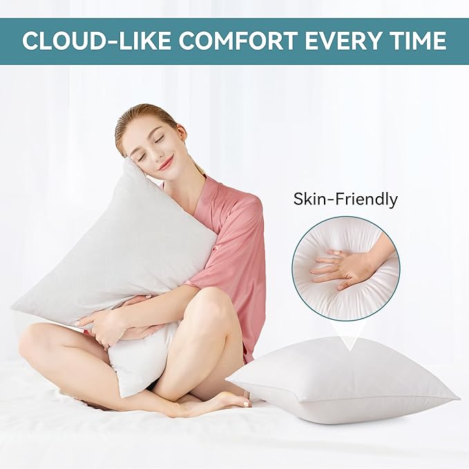 Oubonun 16 x 26 Pillow Inserts Pack of 2 Rectangle Square Interior Sofa Pillow Insert Pair, White Decorative Lumbar Pillow for Bed Couch Living Room