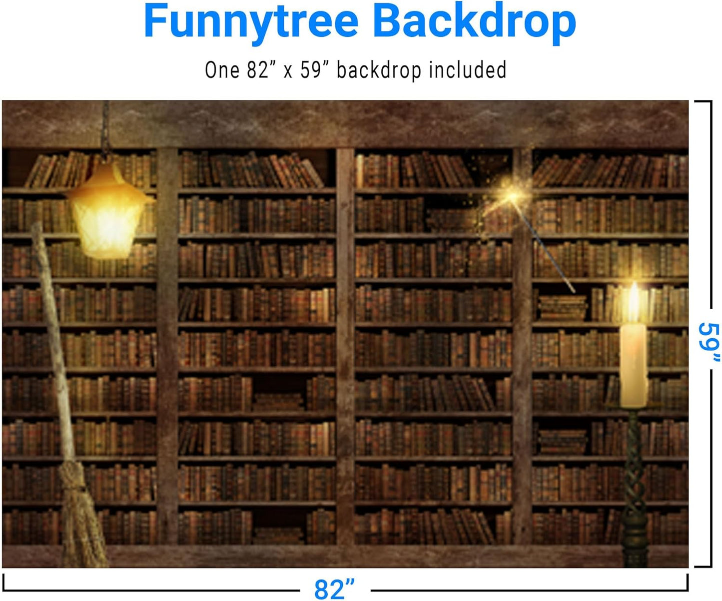 Funnytree 7x5FT Wizard Magic Bookshelf Photography Backdrop for Halloween Bookcase Dress Up Party Decor Ancient Library Background Photo Booth Prop