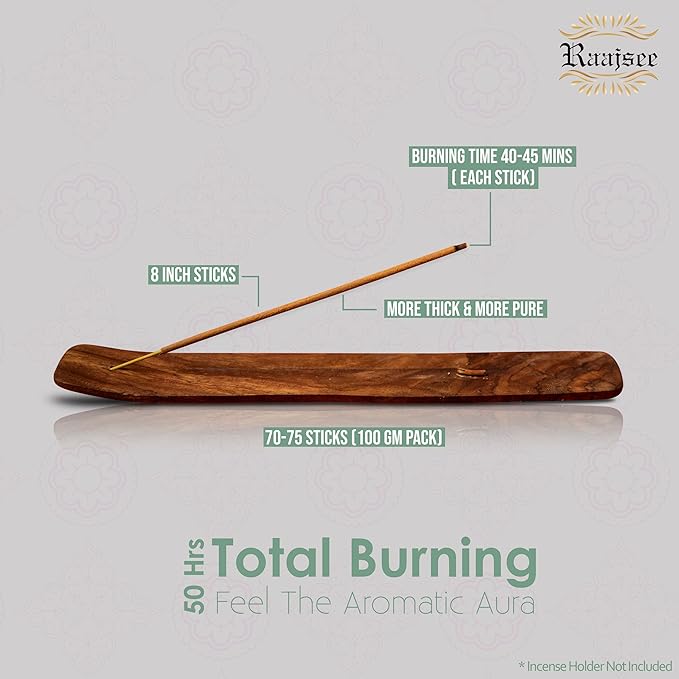 White Sage Incense Sticks for Cleansing 100 gm Pack - 100% Natural -Charcoal Free - Organic Non Toxic Clean Burning - Made from Upcycled Flowers