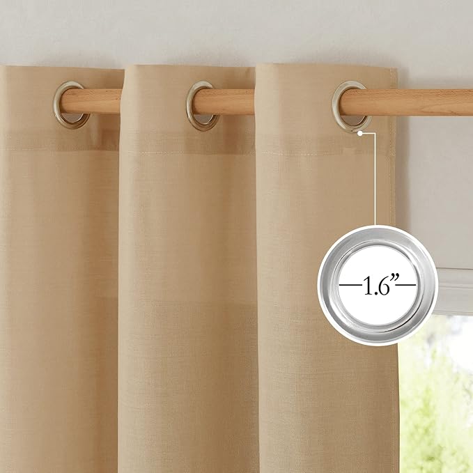 NICETOWN Linen 36 inch Curtains for Kitchen Window, Grommet Thick Flax Linen Burlap Small Window Treatments Privacy Assured with Light Filtering for Cafe/Kids Room, W42 x L36, 2 Panels