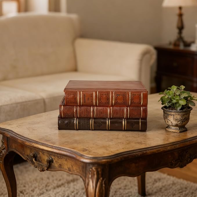 Guichifun Decorative Books Home Decor Accents - Resin Retro Classical Fake Books Faux Books Decoration Gifts for Men Coffee Table Shelf Decor for Living Room Decor 7.8 * 4.7 * 11 Inch