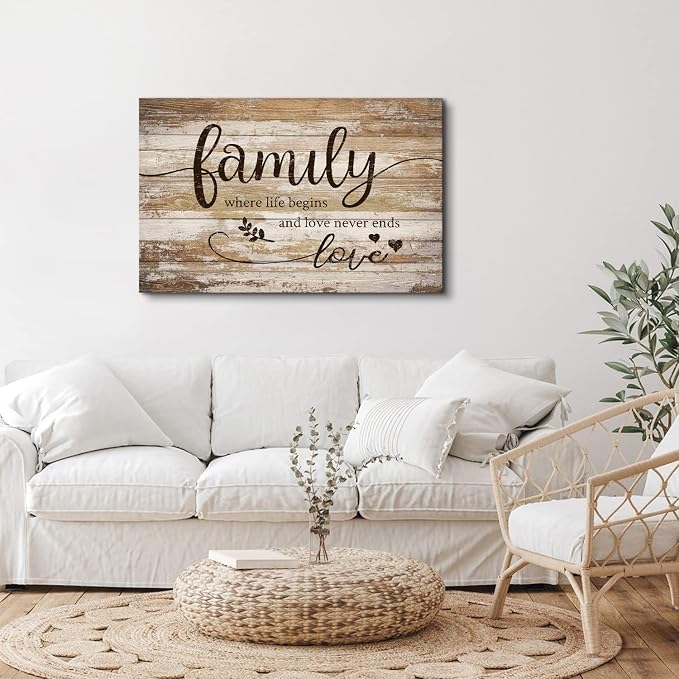 Large Family Canvas Wall Art for Kitchen Living Room Bless This Home Wall Decor Rustic Vintage Signs Pictures Farmhouse Family Painting Prints Christian Artwork Bedroom Office Home Decorations 24x36”