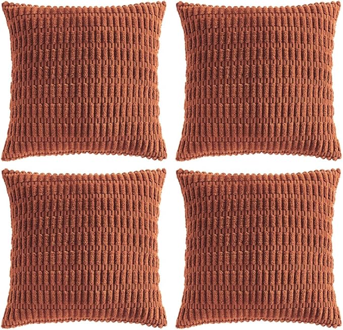 Fancy Homi 4 Packs Decorative Throw Pillow Covers for Living Room Couch Bed, Modern Farmhouse Boho Home Décor Accent Cushion Case, 22" x 22" (Pack of 4), Rust