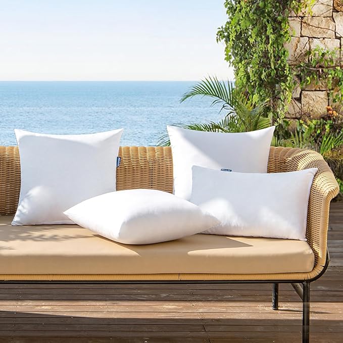 MIULEE Pack of 4 14x20 Outdoor Pillow Inserts, Water-Resistant Throw Pillow Inserts Decorative Premium Rectangle Pillow Stuffer Sham for Porch Swing Couch Sofa Cushion Patio Furniture