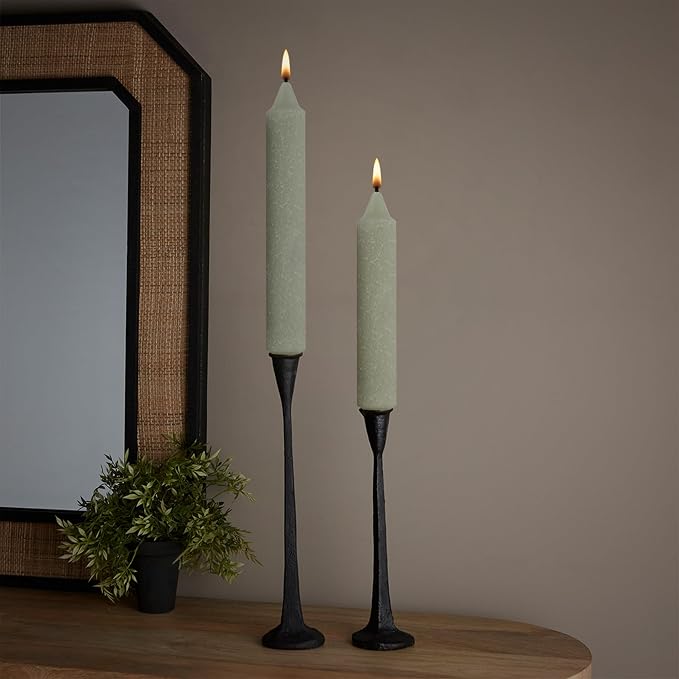 Root Candles 4-Count Unscented Dinner Candles Dripless Beeswax Enhanced Timberline™ Collenette Dinner Boxed Candle Set, 9-Inch, Sage Green