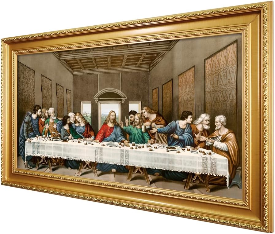 DECORARTS - The Last Supper by Leonardo Da Vinci Giclee Reproducation, Giclee Prints Acid Free Cotton Canvas with Matching Gold Solid Wooden Frame. Total Framed Size: 34.5" W x 20.5" H