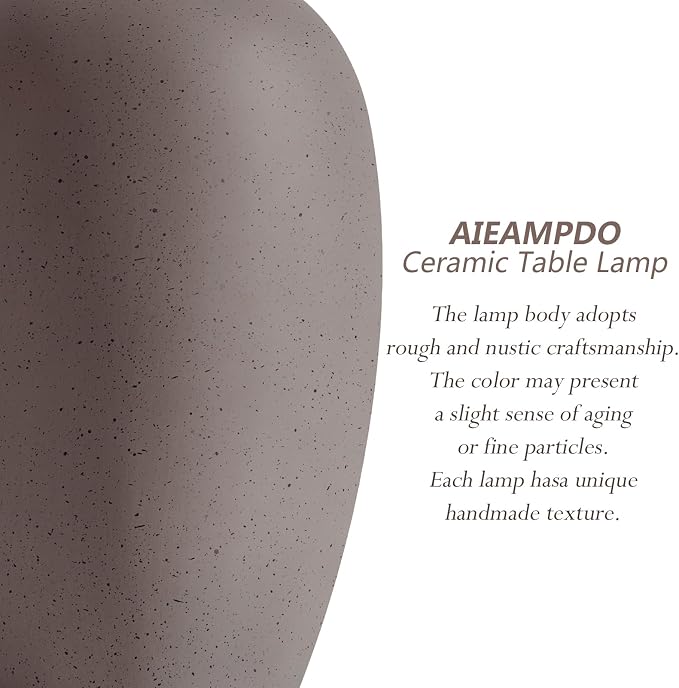 AIEAMPDO 21'' Set of 2 Farmhouse Ceramic Small Table Lamps for Living Room Bedroom, Nightstand Rustic Brown Desk Lamp for Bedside End Table Entryway, 2 LED Bulbs Included